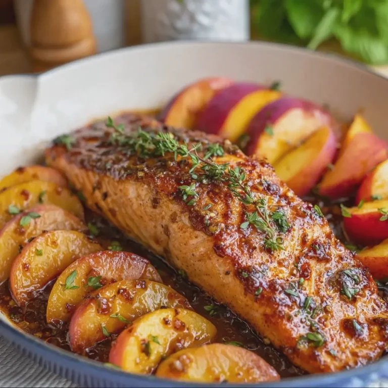 Alcohol-Free Bourbon-Style Peach Roasted Salmon