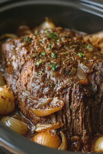 Slow Cooker 4-Ingredient Amish-Style Onion Beef Roast