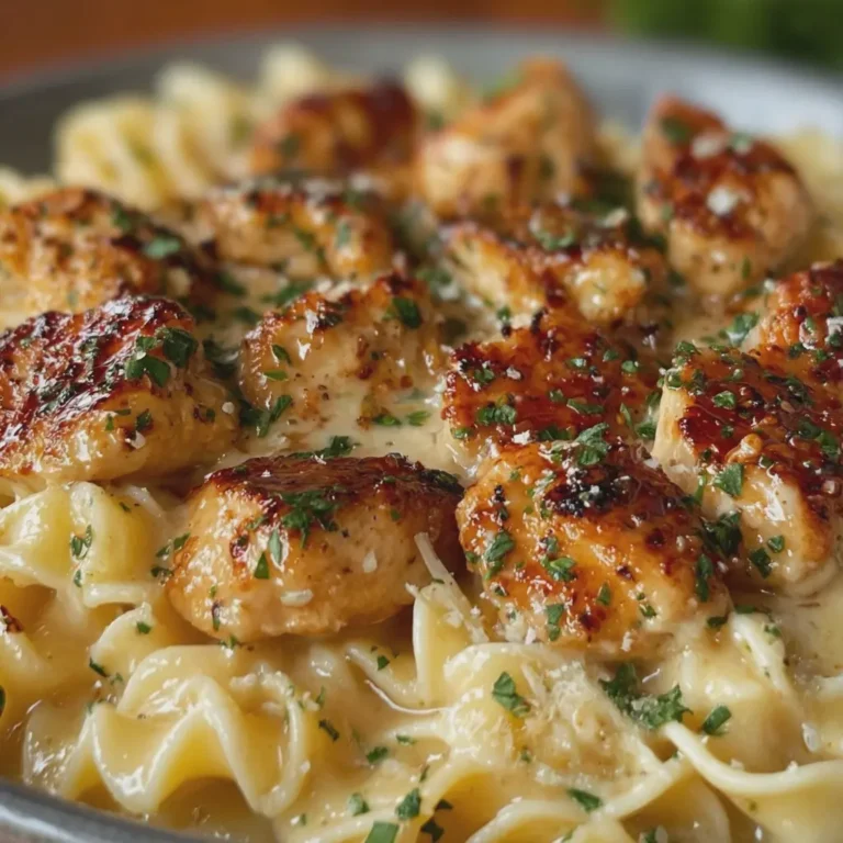 Garlic Butter Chicken Bites with Creamy Parmesan Pasta