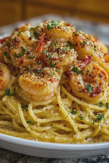 Garlic Butter Shrimp Pasta Volcano