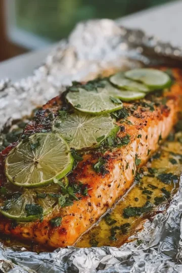 Baked Honey Cilantro Lime Salmon in Foil