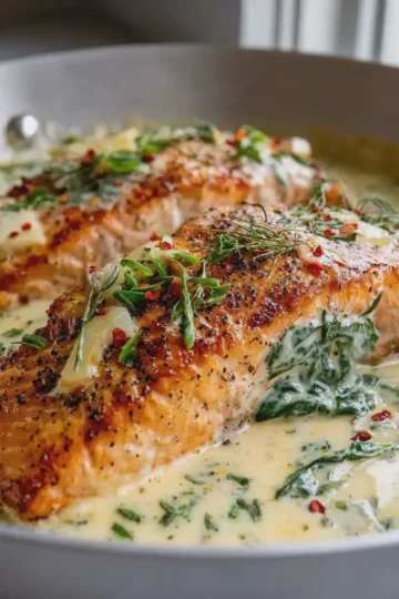 Whole30 Salmon in Garlic Cream Sauce