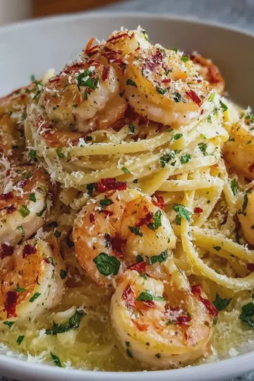 Creamy Garlic Parmesan Shrimp Pasta