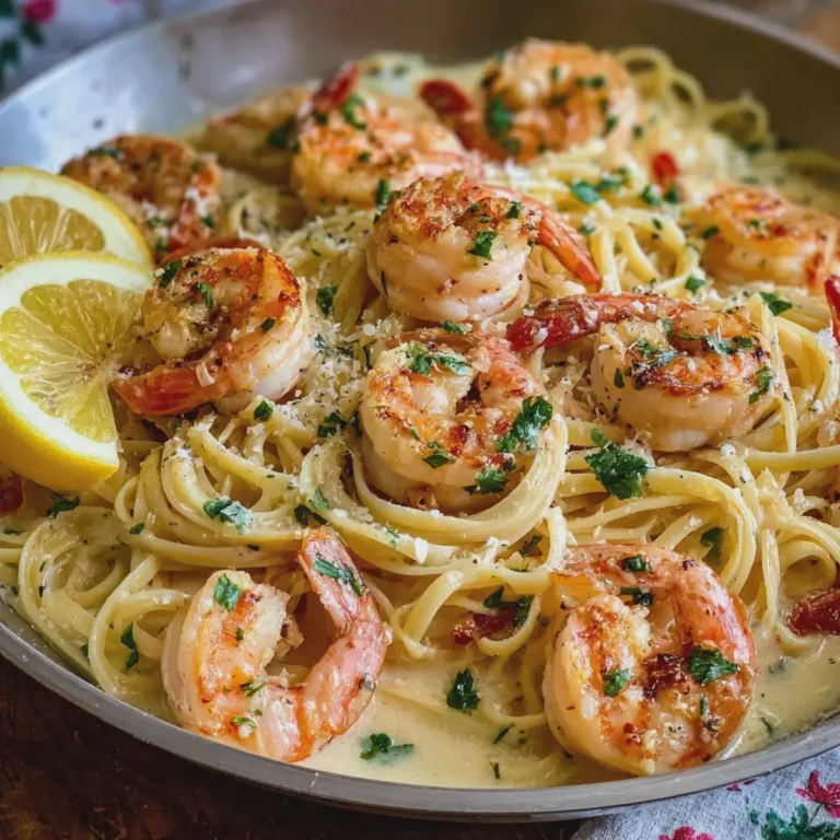 Creamy Lemon Garlic Shrimp Pasta