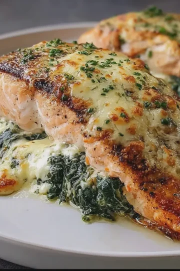 Creamy Spinach-Stuffed Salmon