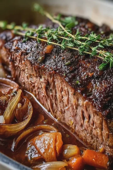 Slow-Cooked Beef Brisket with Thyme and Onions
