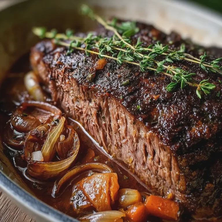Slow-Cooked Beef Brisket with Thyme and Onions