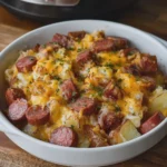 Crockpot Cheesy Potatoes and Beef Kielbasa