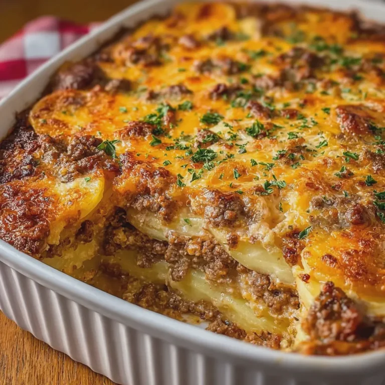 Cheesy Ground Beef Scalloped Potato Casserole