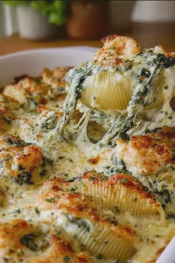 Creamy Baked Shrimp and Spinach Stuffed Shells