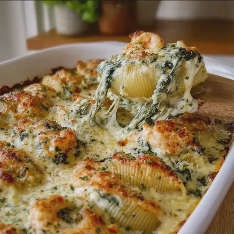Creamy Baked Shrimp and Spinach Stuffed Shells