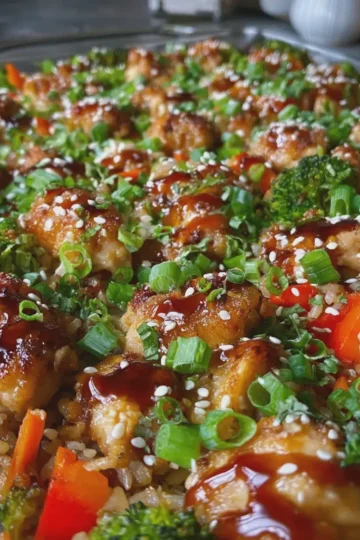 Teriyaki Chicken Veggie Rice Bake