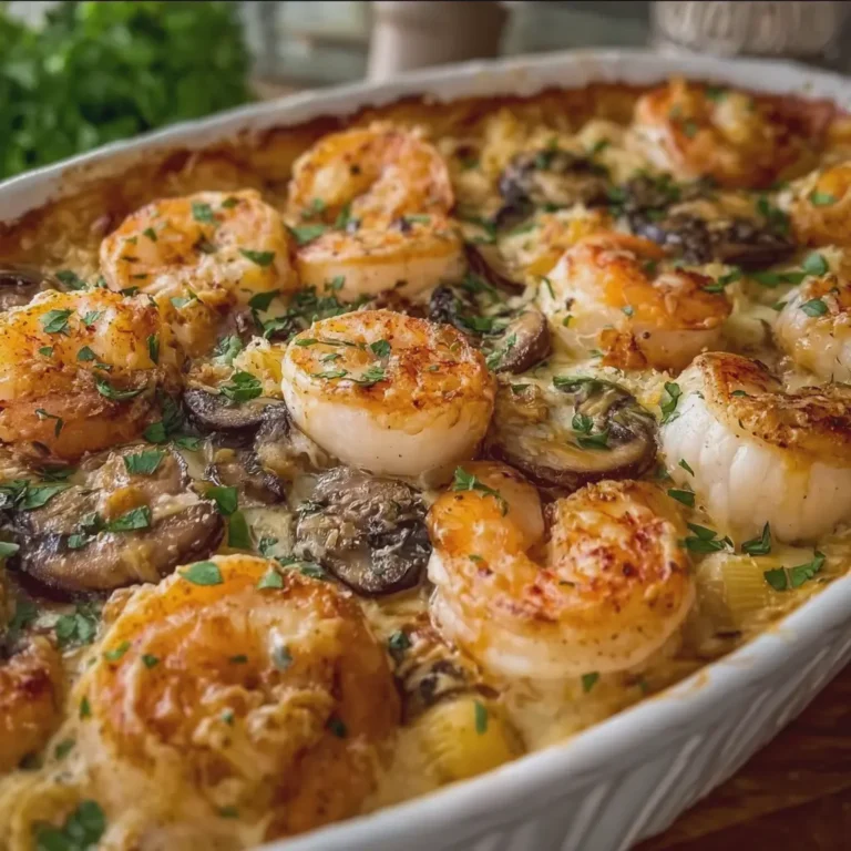 Seafood Casserole: Scallops, Shrimp, and Mushrooms