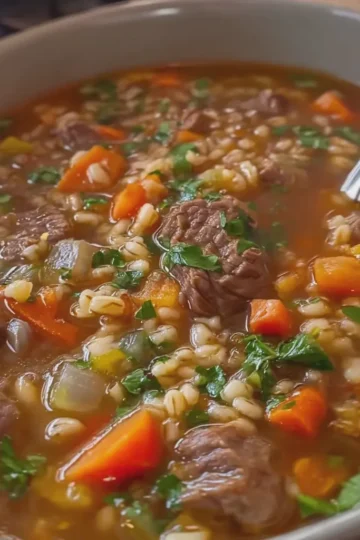 Homemade Slow Cooker Beef and Barley Soup