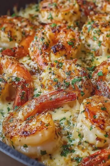 Loaded Cheesy Garlic Butter Shrimp