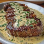 Steak with Garlic Cream Sauce