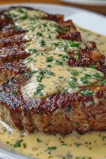 Steak with Garlic Cream Sauce