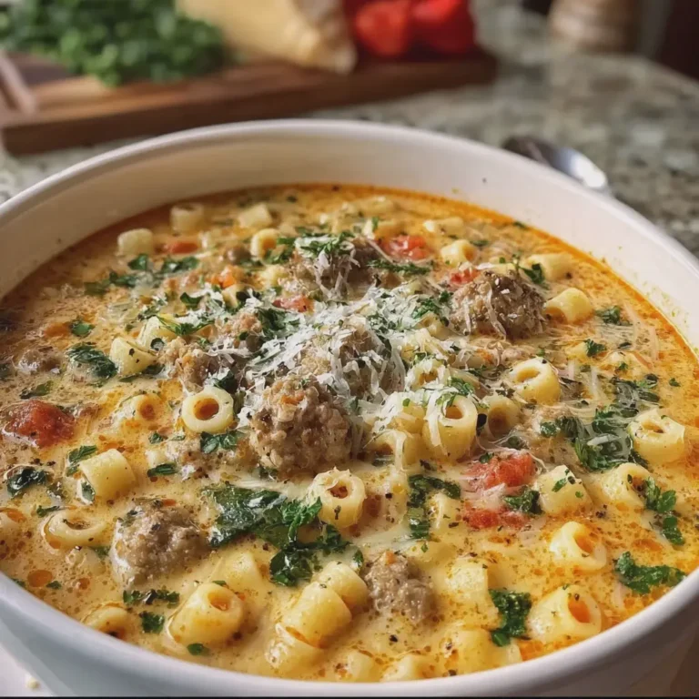 Creamy Parmesan Italian Sausage Ditalini Soup