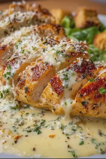 Baked Caesar Chicken with Creamy Parmesan Sauce