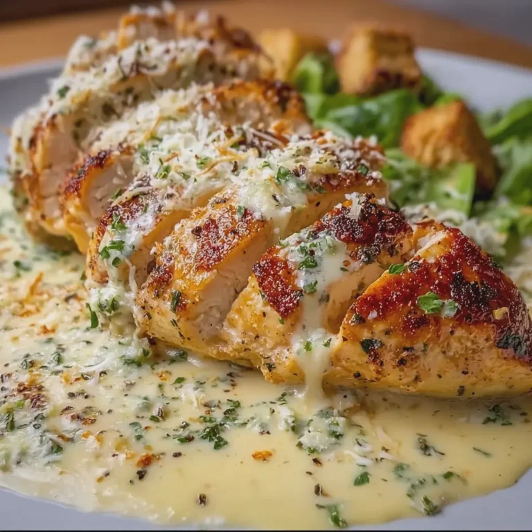 Baked Caesar Chicken with Creamy Parmesan Sauce