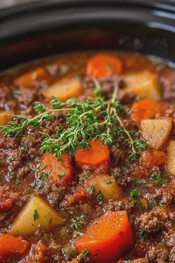 Slow Cooker Ground Beef Stew