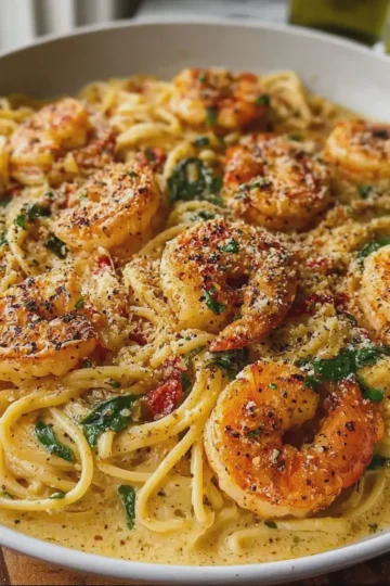 Creamy Tuscan Garlic Butter Shrimp Pasta