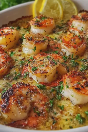 Garlic Butter Shrimp and Scallop Seafood Bake
