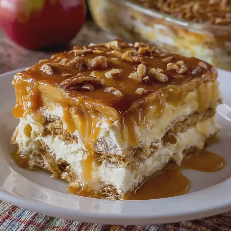 No-Bake Caramel Apple Eclair Cake