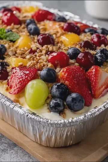 Cheesecake Fruit Salad In Tin Foil Tray