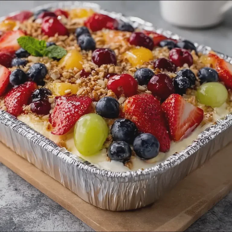Cheesecake Fruit Salad In Tin Foil Tray