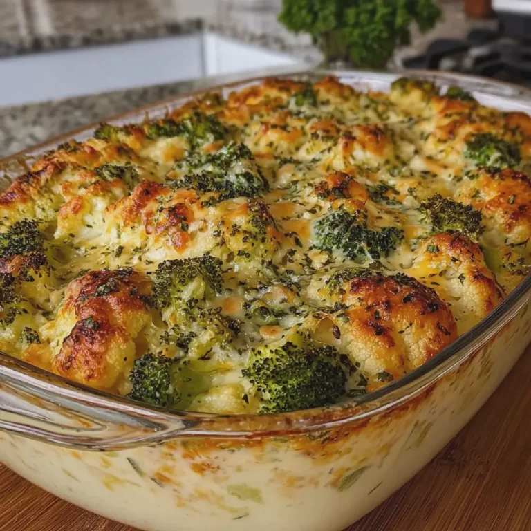Broccoli and Cauliflower Cottage Cheese Bake
