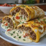 Cheesy Ground Beef Delight Wrap with Creamy Sauce