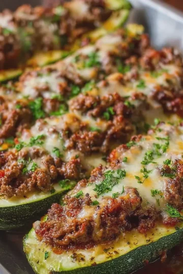 Ground Beef Zucchini Boats
