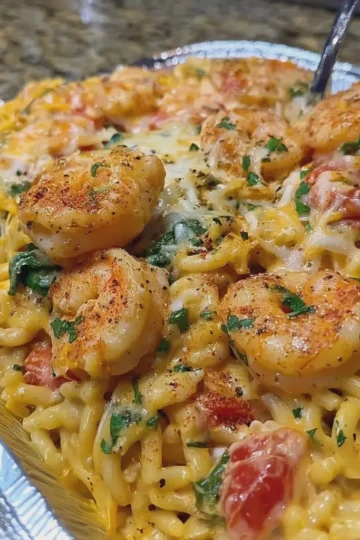 Creamy Cajun Shrimp Pasta Bake