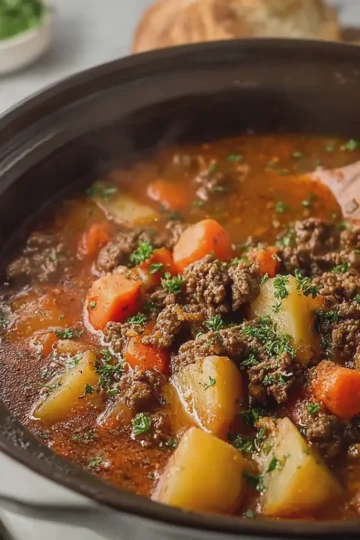 Slow Cooker Ground Beef Stew