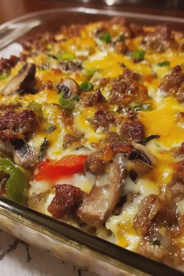 Keto Low Carb Philly Cheesesteak Casserole