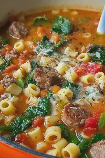 Italian Beef Sausage Ditalini Soup