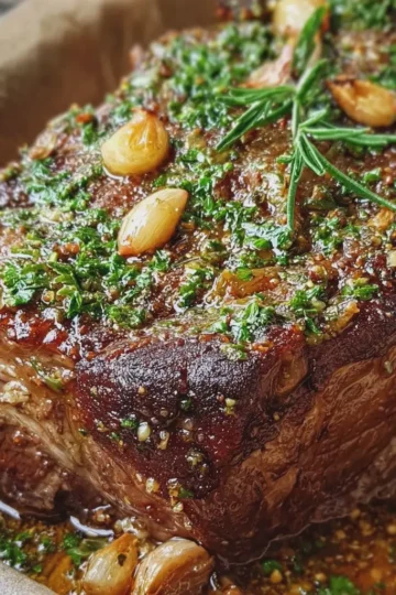 Slow Roasted Garlic and Honey Beef Shoulder