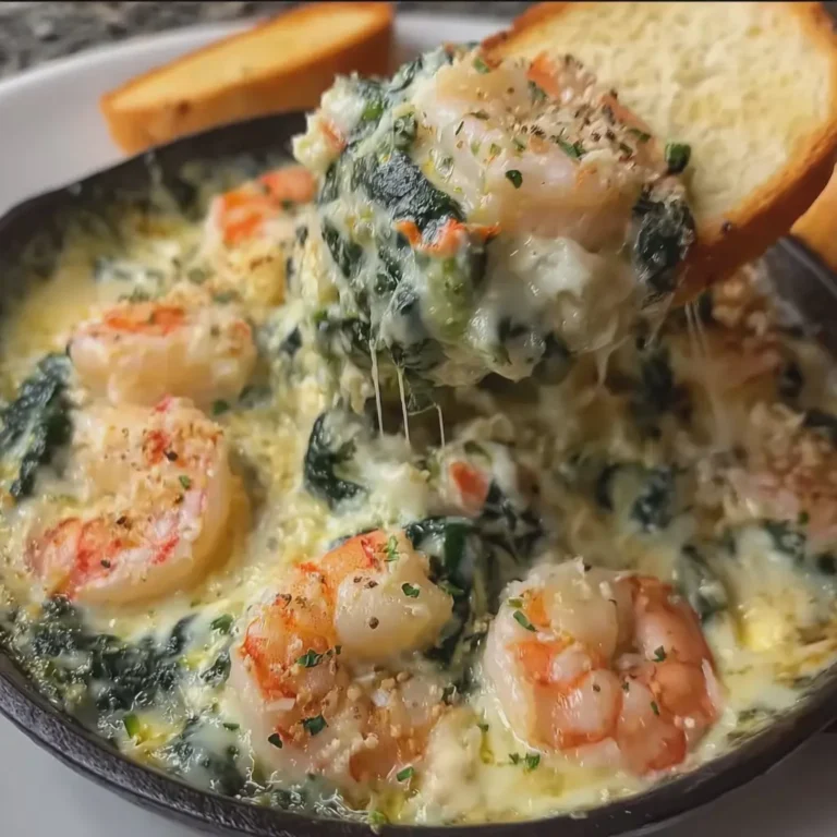 Rich and Creamy Shrimp and Crab Spinach Dip with Garlic and Parmesan
