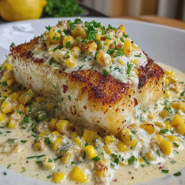 Halibut with Creamy Sweet Corn Boursin Sauce
