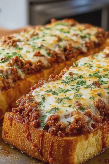 Cheesy Sloppy Joe Garlic Bread Bake