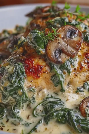 Chicken, Spinach, and Mushroom Bake