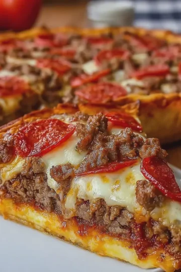 Deep Hamburger Beef Sausage and Pepperoni Pie