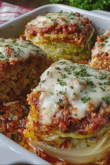 Cheesy Stuffed Cabbage Steaks