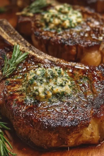 Garlic Rosemary Butter Bone In Ribeye Steak
