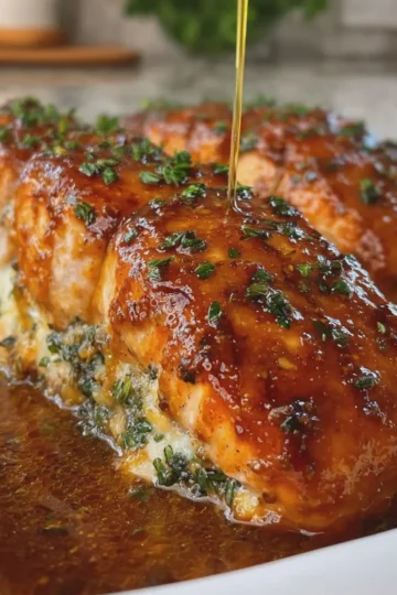 Brown Sugar Glazed Stuffed Salmon