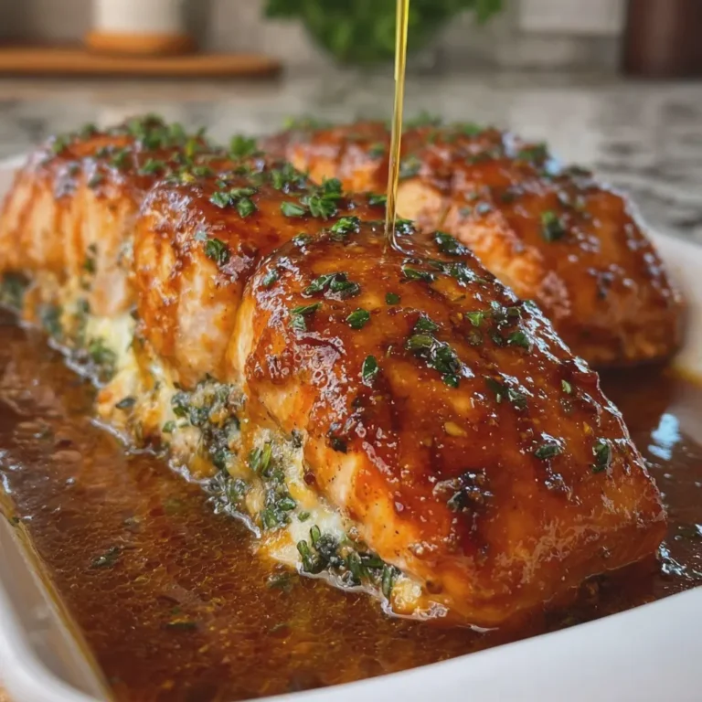 Brown Sugar Glazed Stuffed Salmon