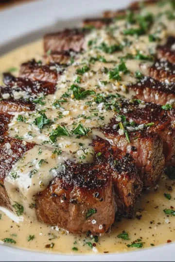 Steak With Garlic Cream Sauce