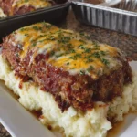 Meatloaf with Mashed Potatoes and Cheese