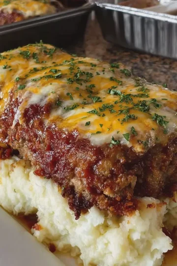 Meatloaf with Mashed Potatoes and Cheese